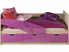 Детская кровать Дельфин 80х200 (Фиолетовый металлик, Крафт белый) - фото №1