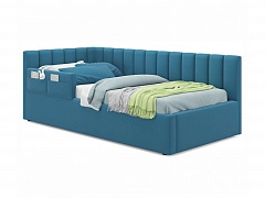 Мягкая кровать Milena с бортиком 900 синяя с подъемным механизмом - фото №1, mebel_stock_20055