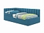 Мягкая кровать Milena с бортиком 900 синяя с подъемным механизмом, велюр - миниатюра