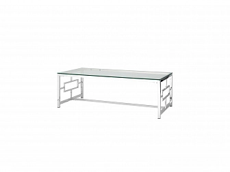 Журнальный стол Stool Group БРУКЛИН 120х60 Прозрачное стекло/Сталь серебро  - фото №1