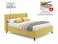 Мягкая кровать Betsi 1600 желтая с подъемным механизмом и матрасом АСТРА - фото №3