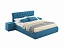 Мягкая кровать с тумбами Ameli 1600 синяя с подъемным механизмом, велюр - миниатюра