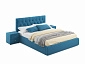Мягкая кровать с тумбами Verona 1600 синяя с подъемным механизмом - фото №2