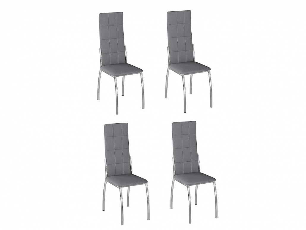 Комплект стульев Юджин (4 шт), хром рогожка серая - фото №1