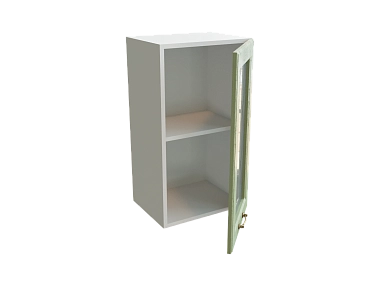 Шкаф В400 с 1-ой дверью со стеклом Ницца БЕЛ/ДУБ/ОЛИВ Ф25 - фото №1, 888_ММК-00016141