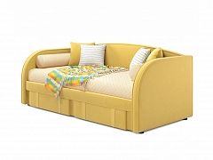 Мягкая кровать Elda 900 желтая с ортопедическим основанием и матрасом ГОСТ - фото №1