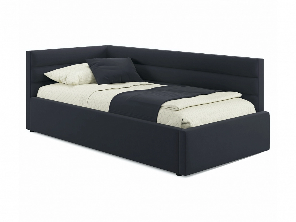 Мягкая кровать Aura 900 черная с подъемным механизмом - фото №1