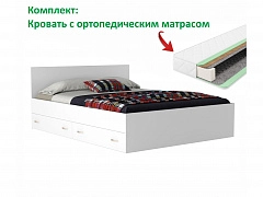 Широкая двуспальная белая кровать &quot;Виктория&quot; 1800 с выдвижными ящиками с ортопедическим матрасом - фото №1