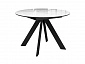 Стол DikLine SFC110 d1100 стекло Оптивайт Белый мрамор/подстолье черное/опоры черные - фото №2