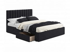 Мягкая кровать Olivia 1600 темная с ящиками - фото №1, mebel_stock_20221