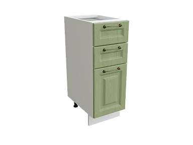 Шкаф Н303 с 3-мя ящиками Ницца БЕЛ/ДУБ/ОЛИВ Ф13 - фото №1, 888_ММК-00016197