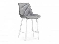 Седа велюр светло-серый / белый Барный стул - фото №1, Woodville11745