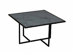 Скарлетт стол журнальный квадратный с рамкой Черный мрамор/черный - фото №1