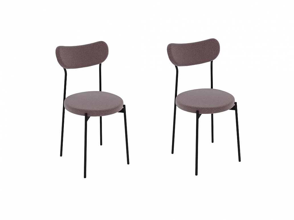 Комплект стульев Стивен (2 шт), черный велюр бежевый - фото №1