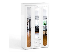 Шкаф 3-х дверный с ящиками и зеркалами Афина АФ-58 белое дерево - фото №1, 48725
