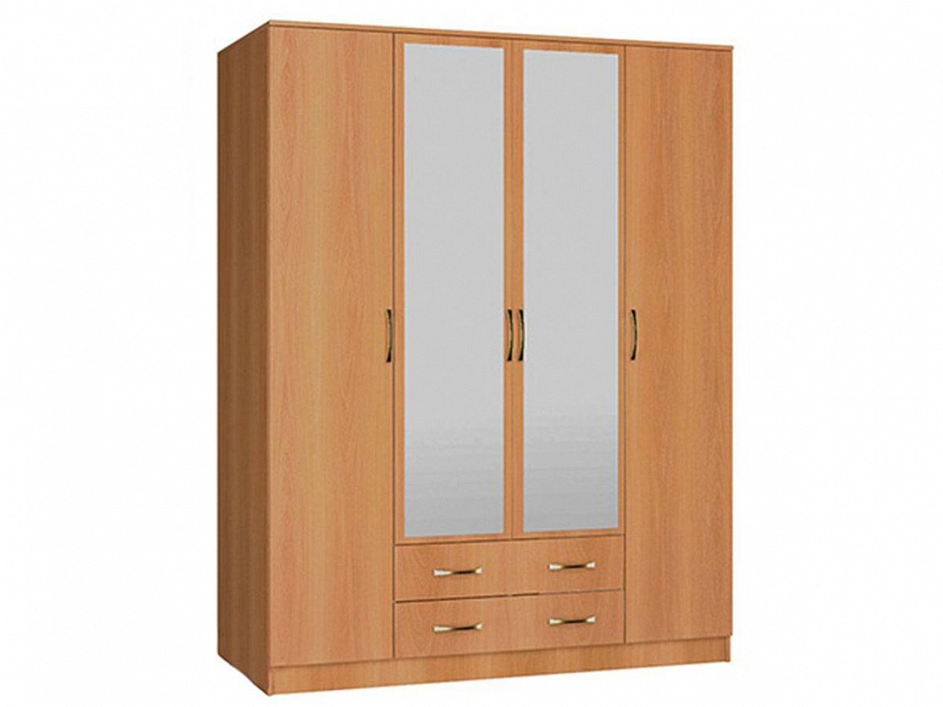 Шкаф распашной 4-х створчатый комбинированный с зеркалами Светлана - фото №1