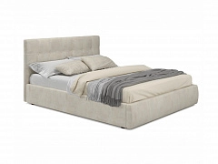 Мягкая кровать Selesta 1400 кожа кремовый с подъемным механизмом - фото №1, mebel_stock_4524