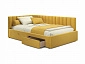 Мягкая кровать-тахта Milena 1200 желтая c ящиками - фото №2