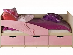 Детская кровать Дельфин 80х200 (Розовый металлик, Крафт белый) - фото №1