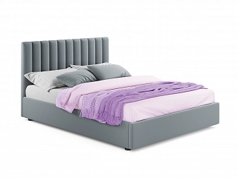 Мягкая кровать Olivia 1800 серая с подъемным механизмом - фото №1