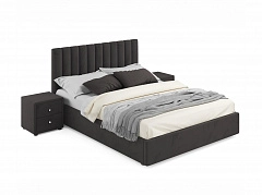 Мягкая кровать с тумбами Olivia 1600 шоколад с подъемным механизмом - фото №1