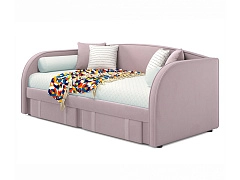 Мягкая кровать Elda 900 лиловая с ортопедическим основанием и матрасом ГОСТ - фото №1