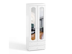 Шкаф 2-х дверный с зеркалами и ящиками (гл.410) Афина АФ-45 белое дерево - фото №1, 48703