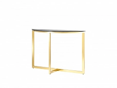 Консоль Stool Group АЛЬБА 115х30 Стекло черное/Сталь золото - фото №1