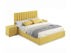 Мягкая кровать с тумбами Olivia 1600 желтая с подъемным механизмом - фото №1, mebel_stock_4708