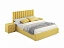 Мягкая кровать с тумбами Olivia 1600 желтая с подъемным механизмом, велюр - миниатюра