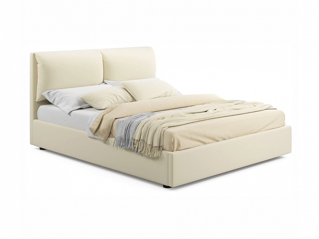Мягкая кровать Vita 1600 бежевая с подъемным механизмом - фото №1