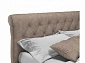 Мягкая кровать Ameli 1800 кожа латте с подъемным механизмом - фото №3
