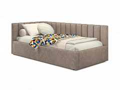 Мягкая кровать Milena 900 кожа латте с подъемным механизмом - фото №1, mebel_stock_4510