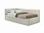 Односпальная кровать-тахта Bonna 900 беж ткань с подъемным механизмом и матрасом ГОСТ, велюр - миниатюра