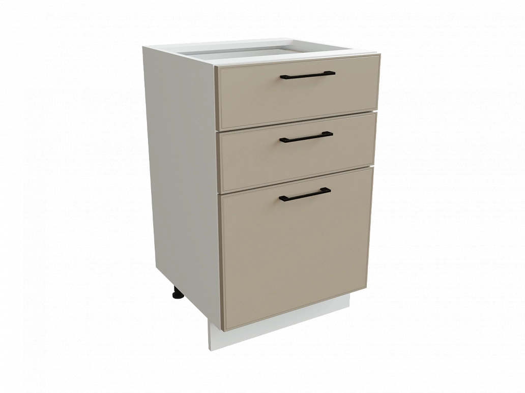 Шкаф Н503 с 3-мя ящиками Мемфис БЕЛ/АТЛ/СЕР Ф33 - фото №1