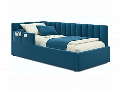 Мягкая кровать Milena с бортиком 900 синяя с подъемным механизмом - фото №1, mebel_stock_20055