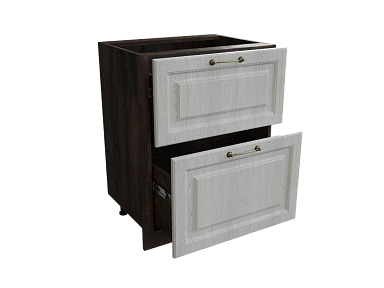 Шкаф Н602 с 2-мя ящиками Ницца ДБК/ДУБ/СЕР Ф42 - фото №1, 888_ММК-00017781