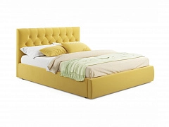 Мягкая кровать Verona 1400 желтая с подъемным механизмом - фото №1
