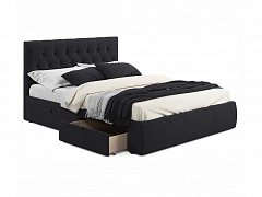 Мягкая кровать Verona 1600 темная с ящиками - фото №1, mebel_stock_20231