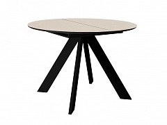 Стол DikLine SKC100 d1000 Керамика Krater Perla (бежевый матовый)/подстолье черное/опоры черные - фото №1, 99958311