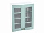 Шкаф навесной со стеклом 600 Прованс, голубой - миниатюра