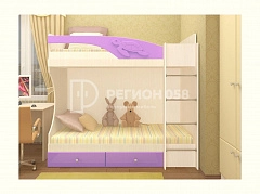 Двухъярусная кровать Бемби МДФ (фасад 3D) (Лиловый металл, шимо светлый) - фото №1