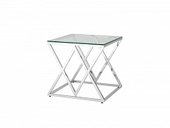 Журнальный стол Stool Group ИНСИГНИЯ 55х55 Прозрачное стекло/Сталь серебро  - фото №1