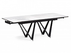 Марвин 160(220)х90х76 белый мрамор / черный Керамический стол - фото №1, Woodville18940