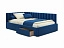 Мягкая кровать-тахта Milena 1200 синяя c ящиками, велюр - миниатюра