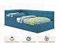 Односпальная кровать-тахта Bonna 900 с защитным бортиком синяя и подъемным механизмом - фото №8