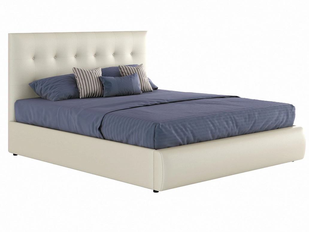 Мягкая интерьерная кровать "Селеста" 1400 белая с матрасом PROMO B COCOS - фото №1