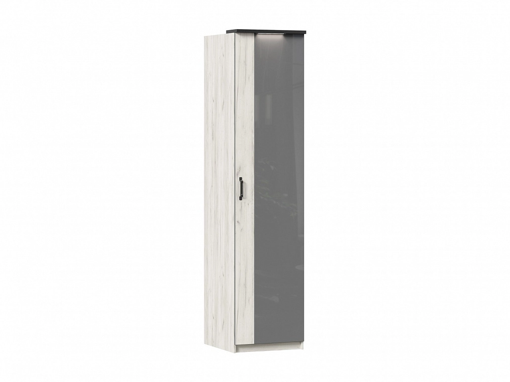 Техно Шкаф одностворчатый с комбинированной дверью (Дуб Крафт белый/Серый шифер) - фото №1