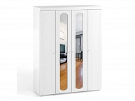 Шкаф 4-х дверный с 2-я зеркалами Афина АФ-60 белое дерево - фото №1