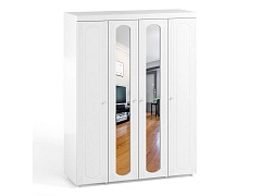 Шкаф 4-х дверный с 2-я зеркалами Афина АФ-60 белое дерево - фото №1, 48727